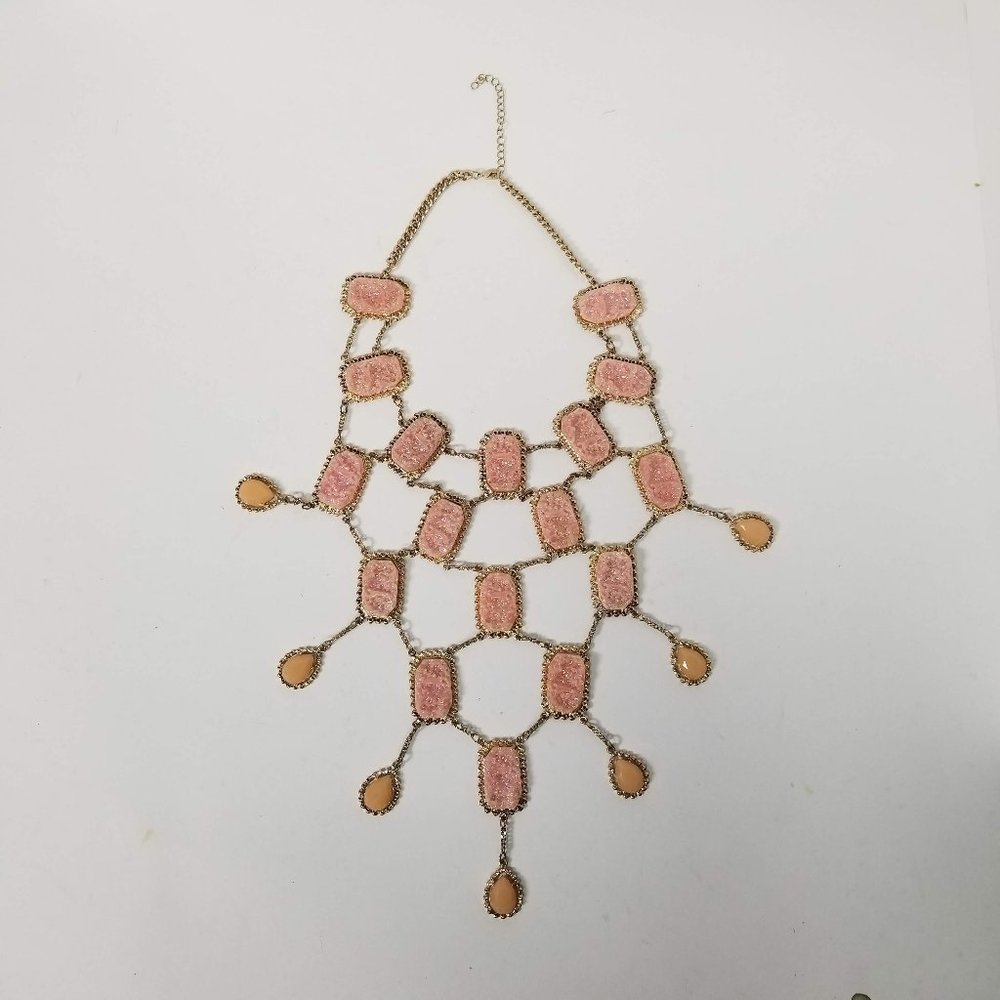 Forever 21 Pink Druzy Statement Necklace